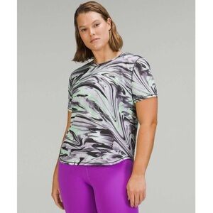 Lululemon high neck running & training T-Shirt Paint glide warped print